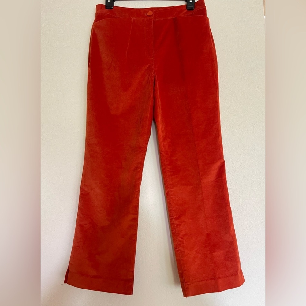 Halogen Velvet Kick Flare Ankle Pants Orange Size 4
